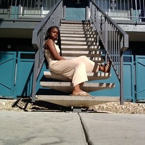 Beige Jumpsuit with Chocker